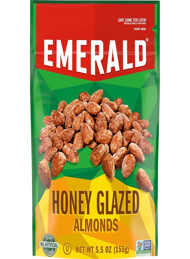 Emerald Nuts Honey Glazed Almonds (1-Pack), 5.5oz Resealable Bag, Kosher Dairy Certified, Non-GMO, Contains No Artificial Preservatives, Flavors or Synthetic Colors - Image 1