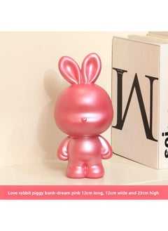 Love Rabbit Piggy Bank 2023 Children's Girl's Piggy Bank Internet Celebrated Cash Box Large Wine Cabinet Decorative Ornaments-Color:Love Rabbit Piggy Bank-dream Powder