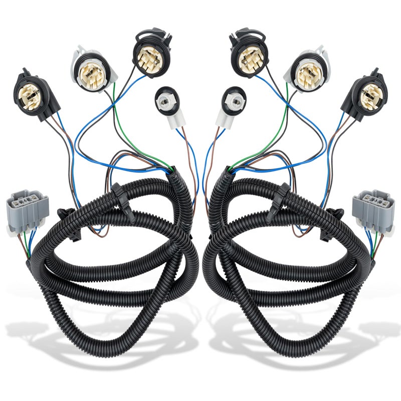 WEILEITE مجموعة أسلاك توصيل مباشرة لمصابيح الذيل الجانبية للسائق والراكب متوافقة مع شيفروليه سيلفرادو 1500 1500HD 2500HD 3500 20032007 استبدال 16531401 16531402