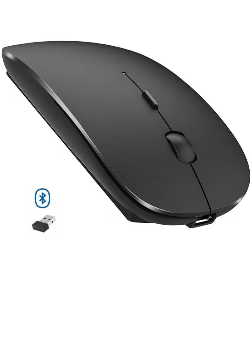 Wireless, Bluetooth Silent Mouse Rechargeable - 3 Adjustable DPI - Portable Small Size - Wireless Range 10M-BLACK - Image 1