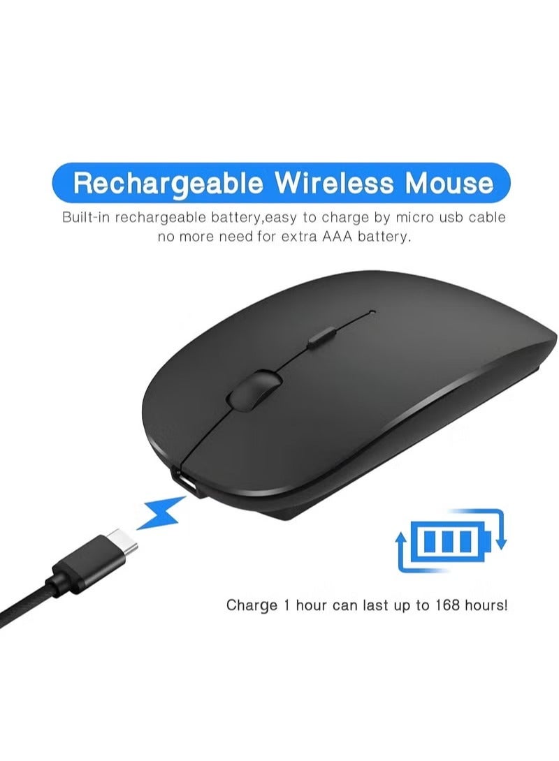 Wireless, Bluetooth Silent Mouse Rechargeable - 3 Adjustable DPI - Portable Small Size - Wireless Range 10M-BLACK - Image 2