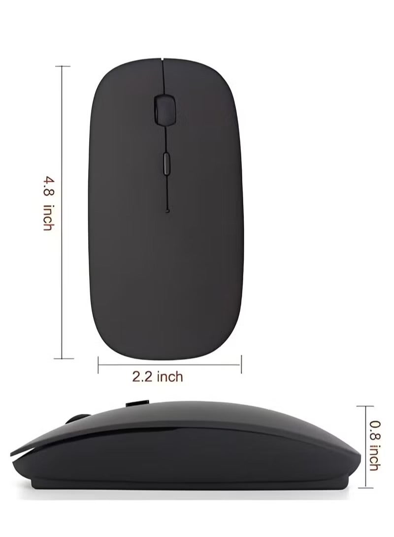 Wireless, Bluetooth Silent Mouse Rechargeable - 3 Adjustable DPI - Portable Small Size - Wireless Range 10M-BLACK - Image 3