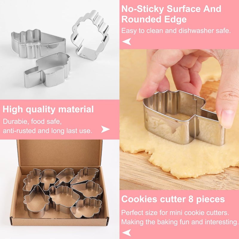 Zade Ice Cream Cookie Cutters 8-Pc. Set, Ice Cream Cutters Stainless Steel Fondant Cutters, Popsicle, Hard and Soft Serve Ice Cream Cone (Cartoon Cookie Cutters Set) - Image 4