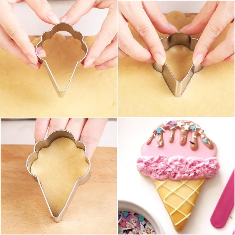 Zade Ice Cream Cookie Cutters 8-Pc. Set, Ice Cream Cutters Stainless Steel Fondant Cutters, Popsicle, Hard and Soft Serve Ice Cream Cone (Cartoon Cookie Cutters Set) - Image 5