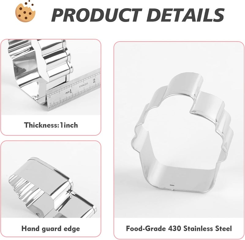 Zade Ice Cream Cookie Cutters 8-Pc. Set, Ice Cream Cutters Stainless Steel Fondant Cutters, Popsicle, Hard and Soft Serve Ice Cream Cone (Cartoon Cookie Cutters Set) - Image 3