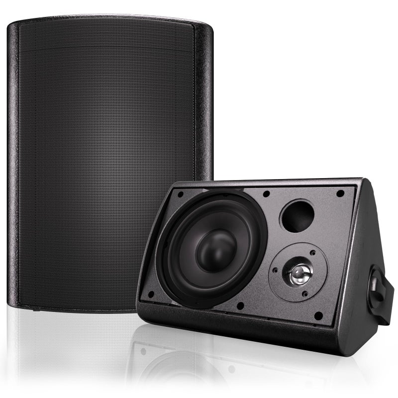 Herdio 6.5 Inches Outdoor Bluetooth Speakers Waterproof with Powerful Bass,Wall Mount Speakers Wired Weather Resistant for Patio Home Deck Porch Backyard 400 Watts(Black) - Image 1