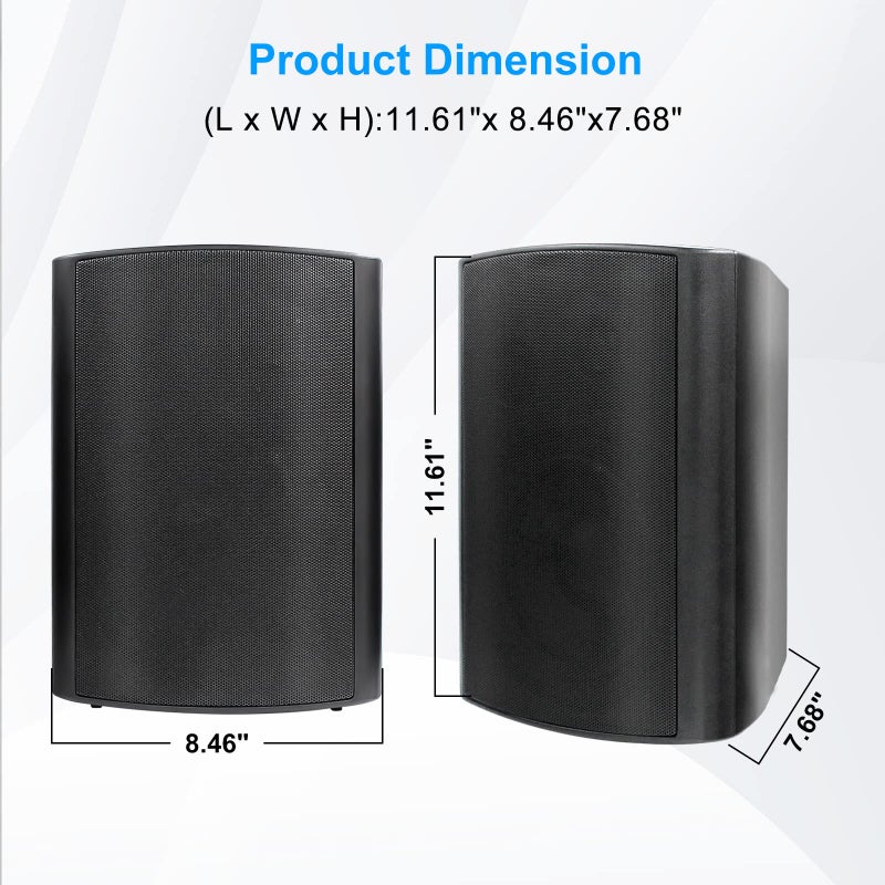 Herdio 6.5 Inches Outdoor Bluetooth Speakers Waterproof with Powerful Bass,Wall Mount Speakers Wired Weather Resistant for Patio Home Deck Porch Backyard 400 Watts(Black) - Image 5