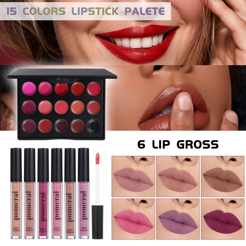 Pomcral All In On Makeup Kit Makeup Set For Teens, Women, Girl and Beginners Includes Eyeshadow Concealer Palette Lip Gloss Set Lipstick Eye Pencil Makeup Brushes - Image 4