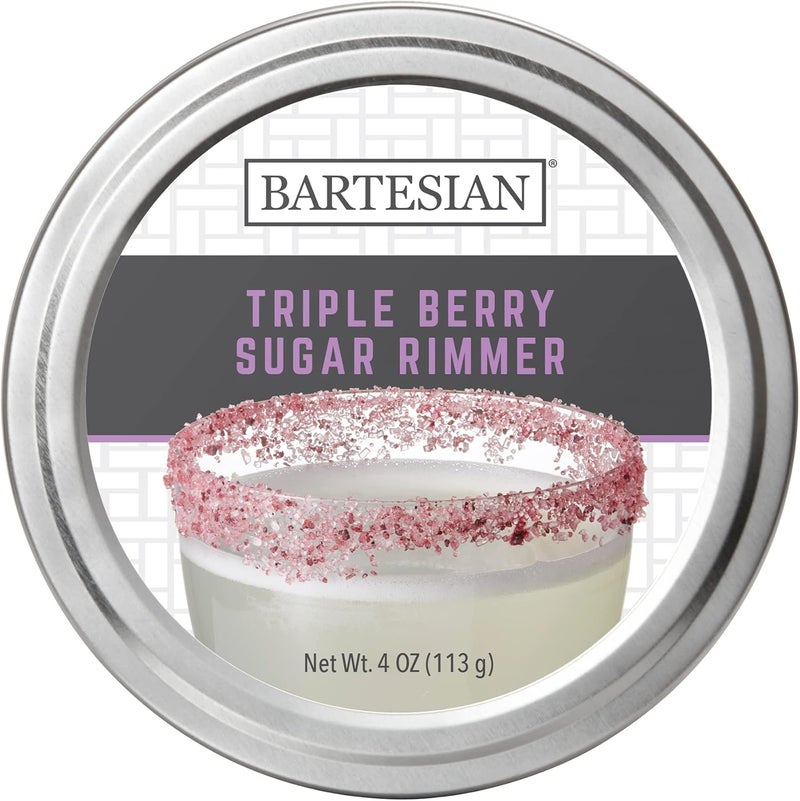 Bartesian Triple Berry Sugar Cocktail Glass Rimmer - Cocktails Glasses Sweet Rimming Garnish for Bar Drink Lemon Drop, Margaritas, Gimlets, Cosmopolitan - Home Bartending Mixology Supplies - Image 1