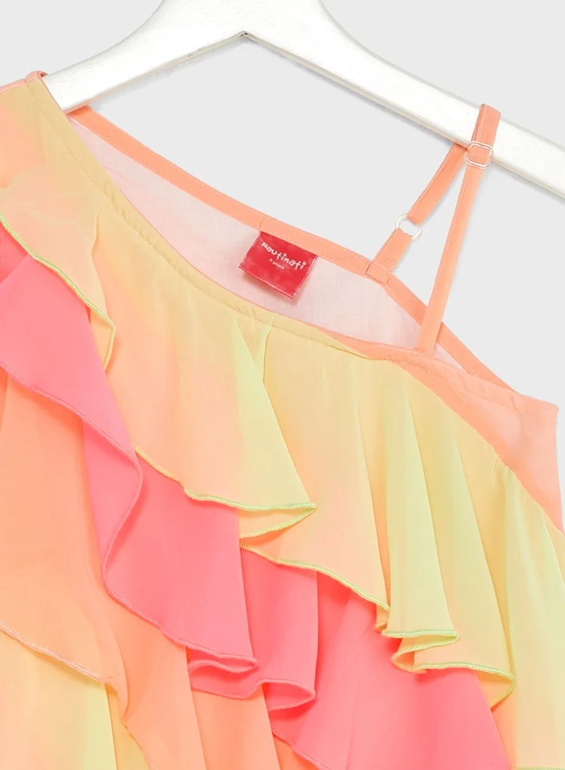 Nautinati Nauti Nati Girls Colourblocked Layered A-Line Dress