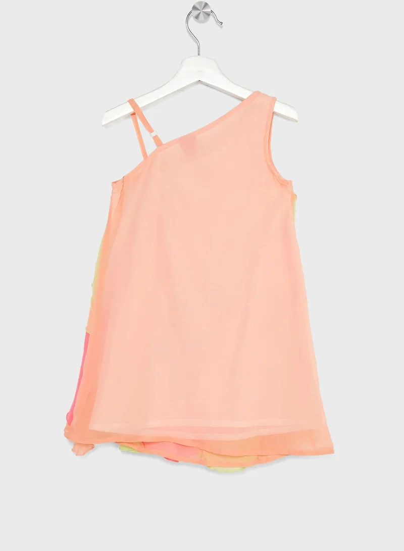 Nautinati Nauti Nati Girls Colourblocked Layered A-Line Dress
