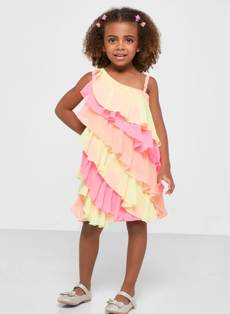 Nautinati Nauti Nati Girls Colourblocked Layered A-Line Dress
