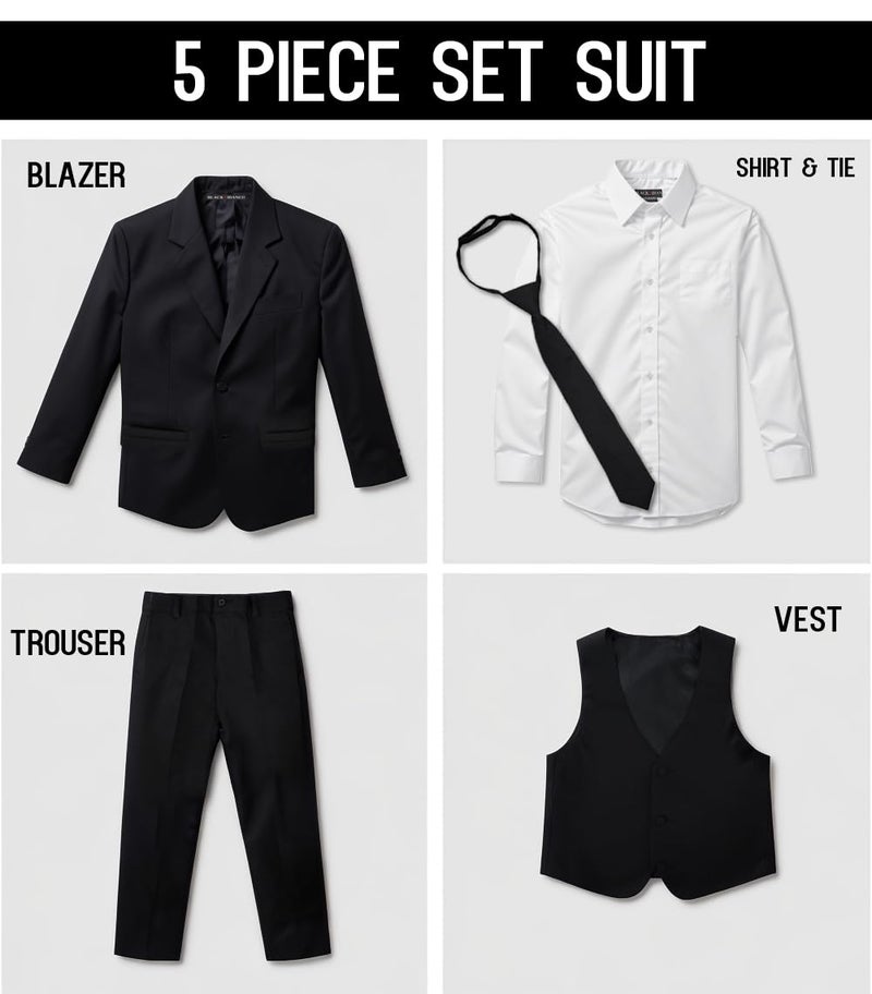 Black n Bianco Boys Black Tuxedo Suit with Tie Young Boys Youth Size 5 - Image 3