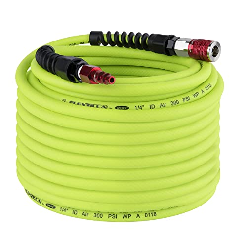 Flexzilla Pro Air Hose with ColorConnex Industrial Type D Coupler and Plug, 1/4 in. x 100 ft. - HFZP14100YW2-D - Image 1