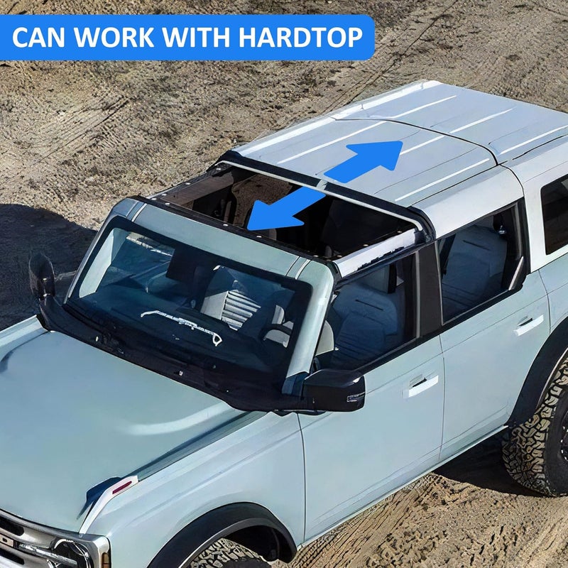 RERPRO Sunshade for 2021-2025 Ford Bronco 4 Door - Black Bimini Top Roof Bimini Soft Mesh Net - Image 4