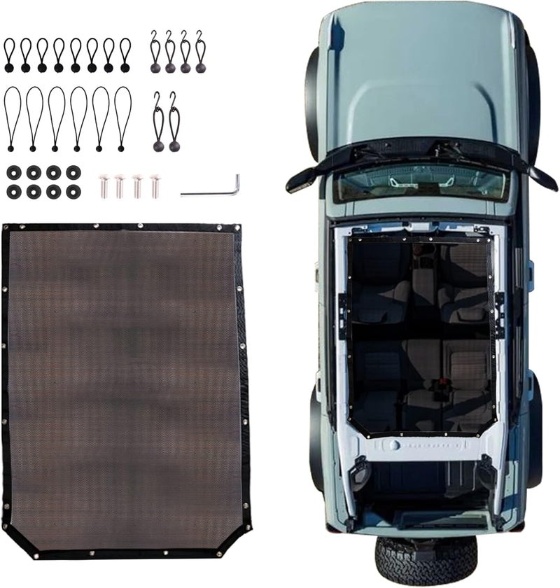 RERPRO Sunshade for 2021-2025 Ford Bronco 4 Door - Black Bimini Top Roof Bimini Soft Mesh Net - Image 1