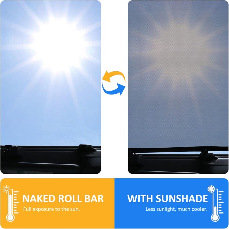 RERPRO Sunshade for 2021-2025 Ford Bronco 4 Door - Black Bimini Top Roof Bimini Soft Mesh Net - Image 2