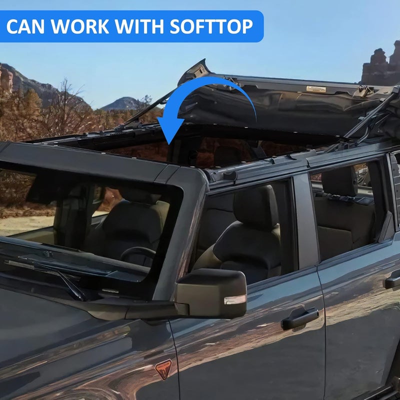 RERPRO Sunshade for 2021-2025 Ford Bronco 4 Door - Black Bimini Top Roof Bimini Soft Mesh Net - Image 5
