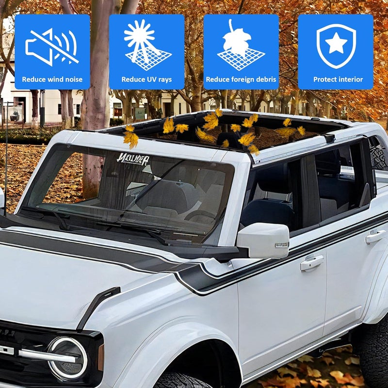 RERPRO Sunshade for 2021-2025 Ford Bronco 4 Door - Black Bimini Top Roof Bimini Soft Mesh Net - Image 3