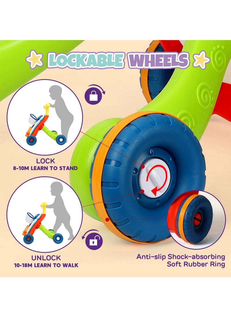 NNEWVANTE 3 in 1 Baby Push Walker and Activity Center for boy, Sit to Stand Walker for Babies 6-12 Months, Baby Walking Toys with Music Panel for Infants, Push Toys for Toddlers Learning to Walk Red  - Image 3