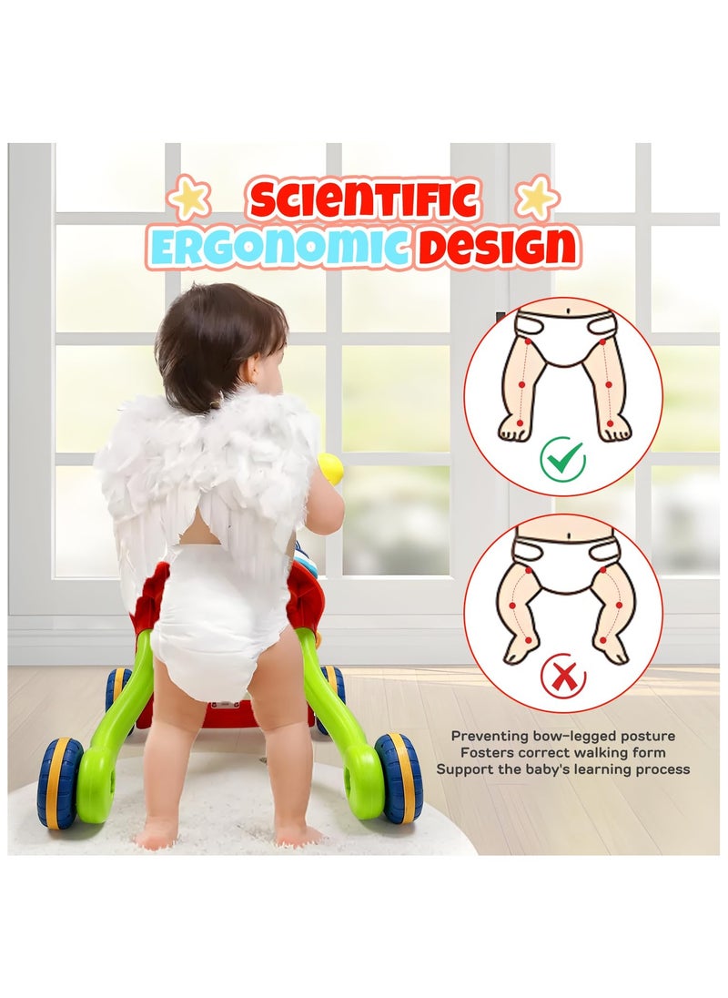 NNEWVANTE 3 in 1 Baby Push Walker and Activity Center for boy, Sit to Stand Walker for Babies 6-12 Months, Baby Walking Toys with Music Panel for Infants, Push Toys for Toddlers Learning to Walk Red  - Image 4