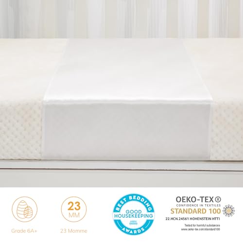 PROMEED 23 Momme Silk Crib Slip for Baby Hair, No More Bed Head and Baby Bald Spots, 100% Silk Crib/Bassinet Sheets for Baby Boy/Girl (White) - Image 3
