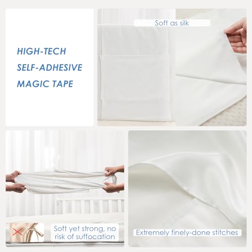 PROMEED 23 Momme Silk Crib Slip for Baby Hair, No More Bed Head and Baby Bald Spots, 100% Silk Crib/Bassinet Sheets for Baby Boy/Girl (White) - Image 4
