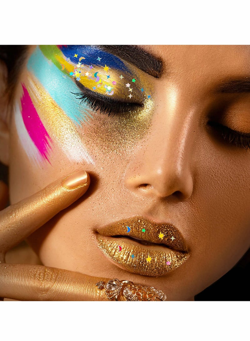 Zikra Holographic Star and Moon Table Confetti Iridescent Metallic Glitter Foil Confetti Sequin Star Moon Scatter for Birthday Wedding Festival Party DIY Decoration(3-10mm, 150g) - Image 3