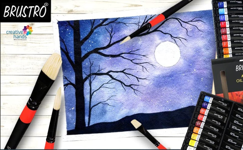 BRUSTRO مجموعة فرش بروسيترو البيضاء من 10 فرش للرسم بالزيت والأكريليك. - Image 5