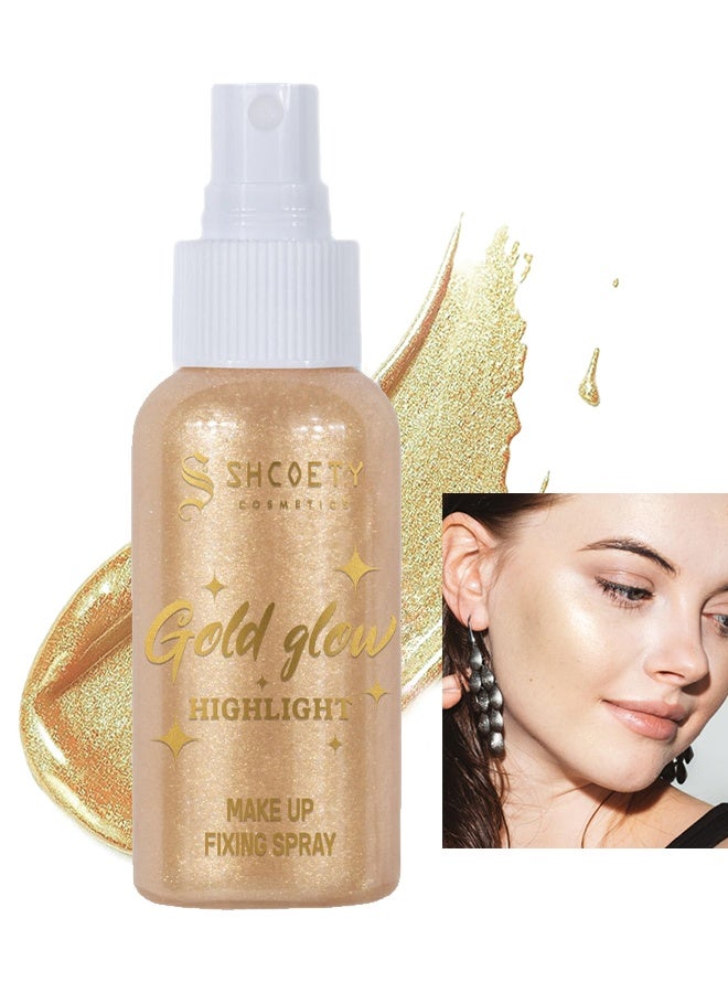SHCOETY Gold Glow Highlight,Body Glitter Spray, Perfect Body Liquid Luminizer Illuminator for Hair and Body Glitter Spray # 04 - Image 1