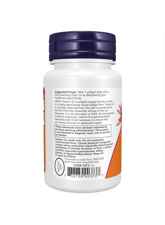 now فيتامين د-3 عالي الفعالية، 5000 وحدة دولية - 240 كبسولة لينة - Image 3