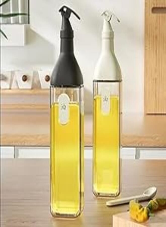 Clear Glass Olive Oil Bottle - 500ml Multipurpose Dispenser with Sorting Card for Kitchen Cooking Baking Salad Dressing Multipurpose Glass Vinegar Seasoning Dispenser Multicolor 2 Pieces