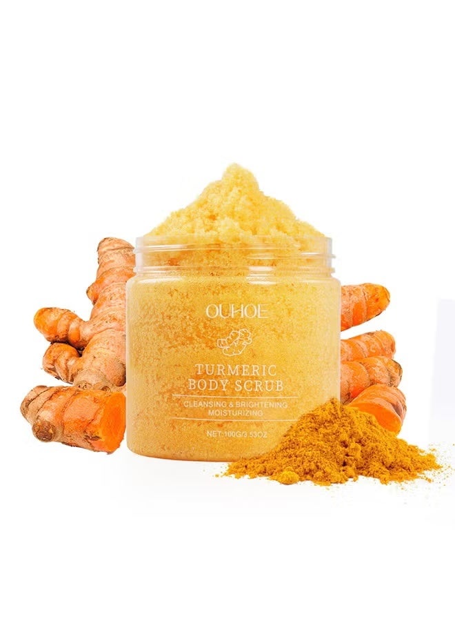 OUHOE Turmeric Body Scrub, Moisturizing And Exfoliating Body, Face, Hand, Foot Scrub, Nourishes Skin, Deep Cleansing, Body Scrub Turmeric Scrubs, 100G - Image 1