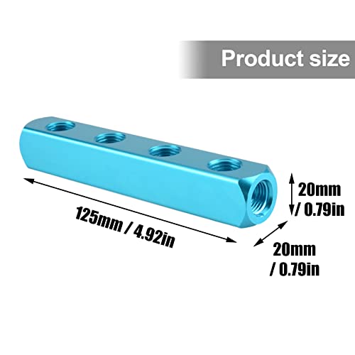 MARSTEK Air Manifold, 4 Way 7 Port Air Compressor Manifold, Aluminum Air Hose Inline Manifold Block Splitter, Pneumatic Manifold Air Distribution Block, NPT 1/4 Inch Supply Port, NPT 1/4 Inch Output Port - Image 2