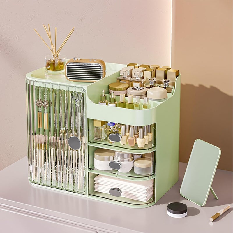 CALIST Makeup Organizer, Large Capacity Skincare Organizer for Vanity, Cosmetic Organizer with Drawers and Transparent Cover for Bedroom Countertop and Bathroom Countertop Storage - Image 5