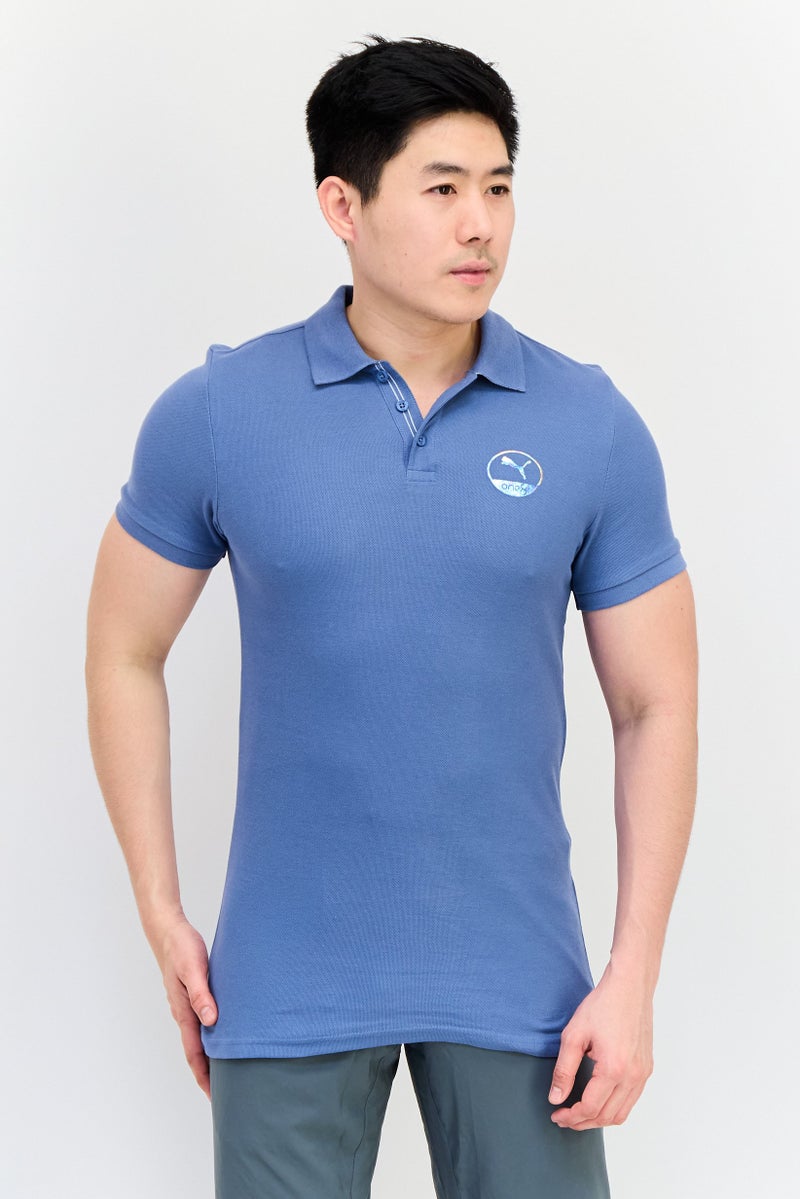 Puma x One8 Men Slim Fit Brand Logo Short Sleeves Training Polo, Slate Blue - Image 1