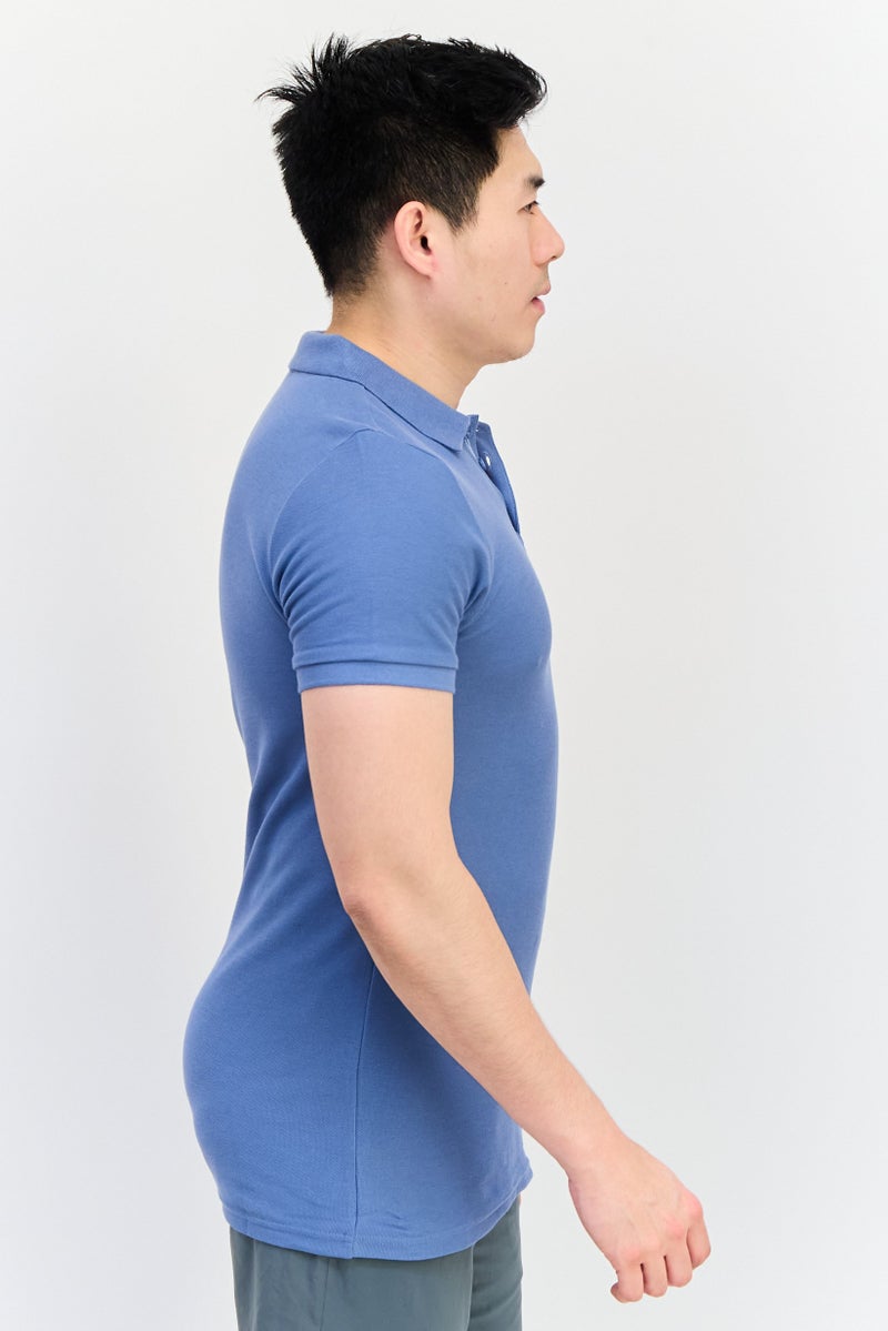 Puma x One8 Men Slim Fit Brand Logo Short Sleeves Training Polo, Slate Blue - Image 4