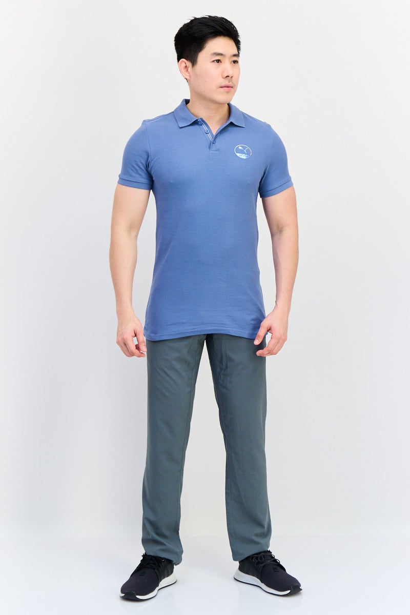 Puma x One8 Men Slim Fit Brand Logo Short Sleeves Training Polo, Slate Blue - Image 3