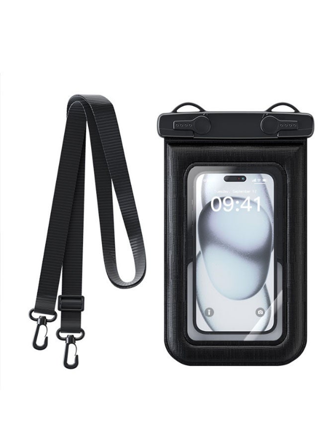 Floating IPX8 Waterproof Phone case Touch Screen 2 Pack,Adjustable Lanyard Phone Pouch,Cellphone Dry Bags Pvc Universal Diving Phone Bag For Outdoor Travel(D012-3 black)