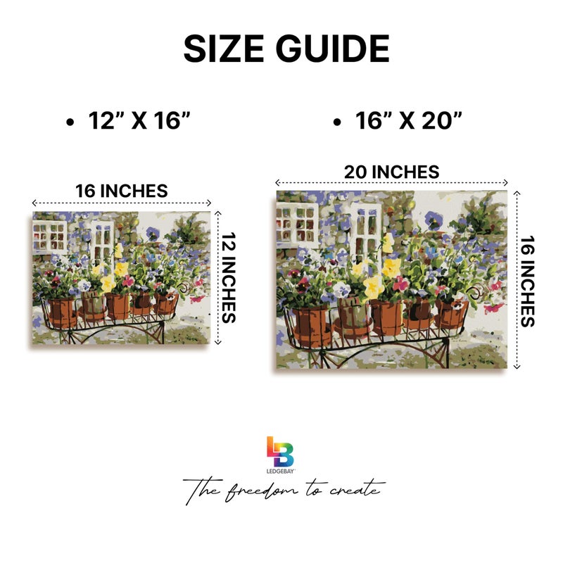 Ledgebay DIY Paint by Numbers Kit for Adults Framed Canvas Beginner to Advanced Paint by Numbers Kit, Kits Include Acrylic Paint Set, Brushes & Tabletop Easel (Ritas Pansies 16" x 20" Framed) - Image 5