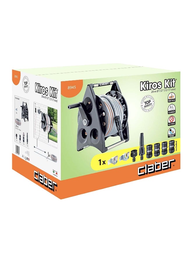 Claber - 4-Piece Weather Resistant Shockproof Kiros Hose Reel Kit Black 30 x 42 x 40 cm 8945 - Image 1
