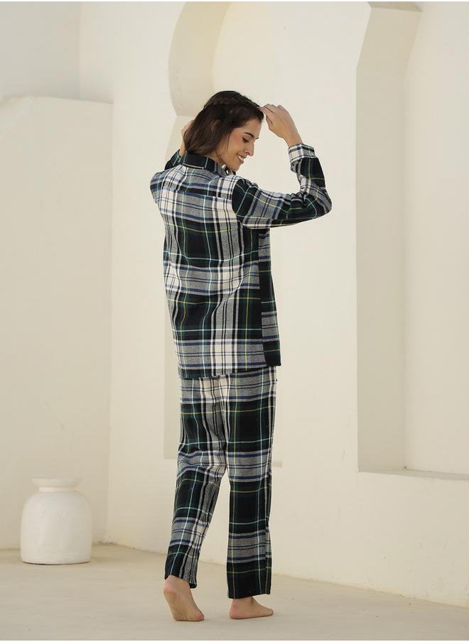 sanskrutihomes Checked Long Sleeve Shirt and Pyjama Set by Styli  - Image 2