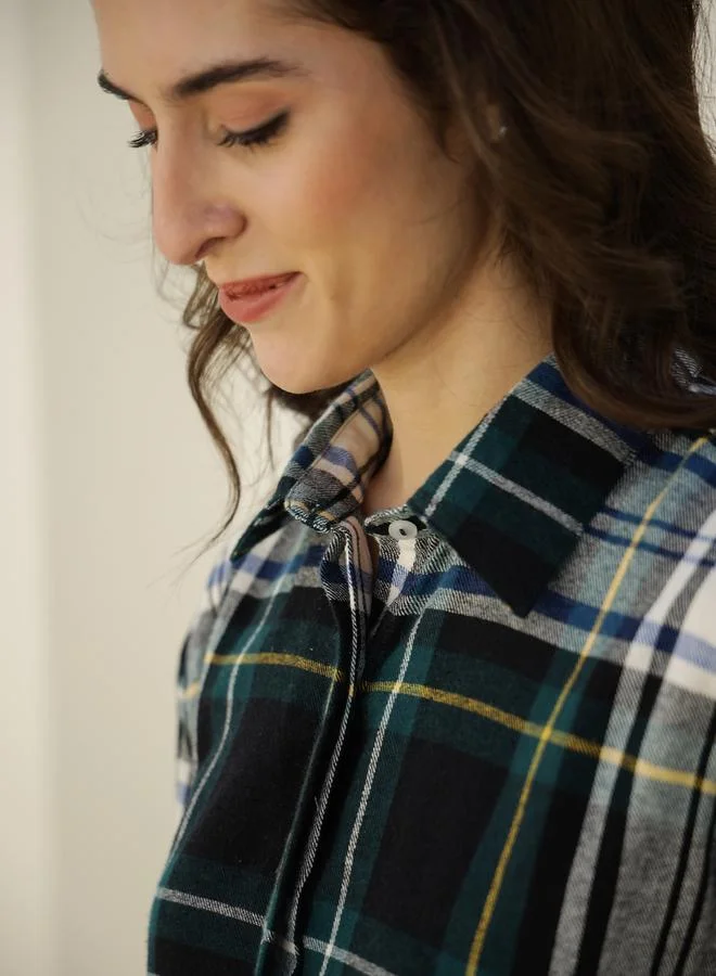 sanskrutihomes Checked Long Sleeve Shirt and Pyjama Set by Styli