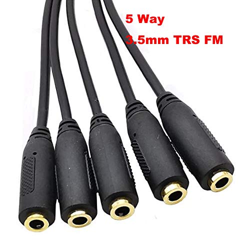 Kework 12 Inch 1/8” 3.5mm TRS Splitter Audio Cable, 1 Male to 5 Female 3.5mm Plug Extender Headphone Cable, 3.5mm 3 Pole Stereo Jack Extension Adapter Headset Aux Cord - Image 2