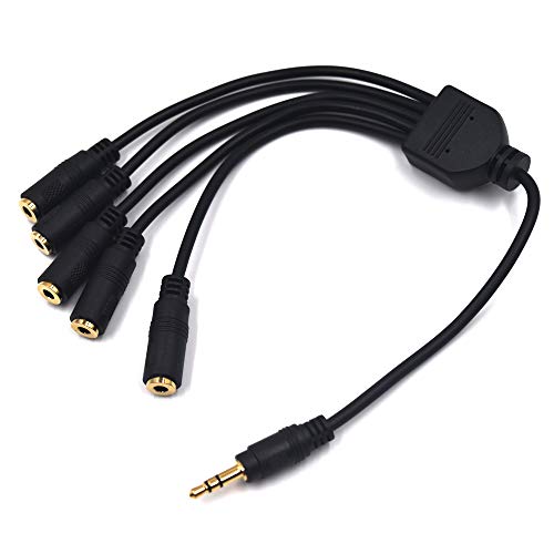 Kework 12 Inch 1/8” 3.5mm TRS Splitter Audio Cable, 1 Male to 5 Female 3.5mm Plug Extender Headphone Cable, 3.5mm 3 Pole Stereo Jack Extension Adapter Headset Aux Cord - Image 4