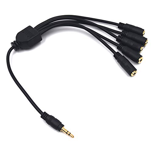 Kework 12 Inch 1/8” 3.5mm TRS Splitter Audio Cable, 1 Male to 5 Female 3.5mm Plug Extender Headphone Cable, 3.5mm 3 Pole Stereo Jack Extension Adapter Headset Aux Cord - Image 5