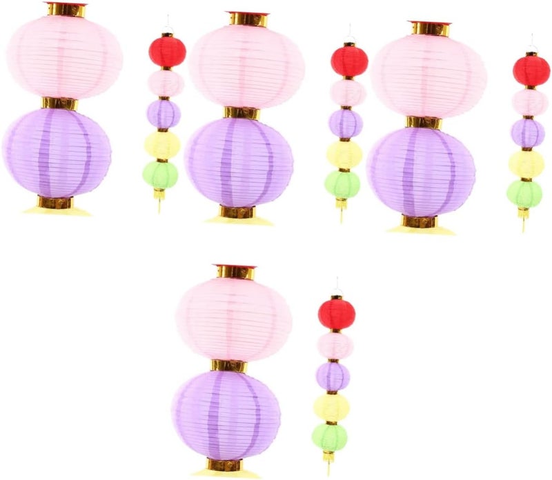 klarako 4pcs Collapsible Traditional Festival for Lantern Lanterns Style Hanging of Ornaments Silk Garden Decorations Festive New Ornament Supplies Party Colorful Rabbit Spring Foldable - Image 1