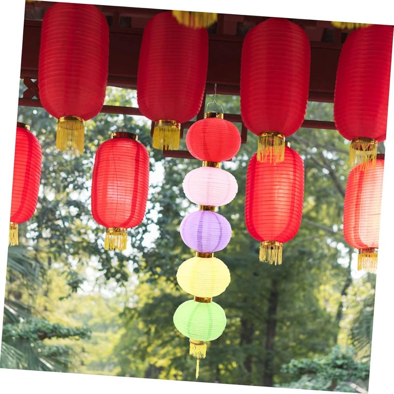 klarako 4pcs Collapsible Traditional Festival for Lantern Lanterns Style Hanging of Ornaments Silk Garden Decorations Festive New Ornament Supplies Party Colorful Rabbit Spring Foldable - Image 2