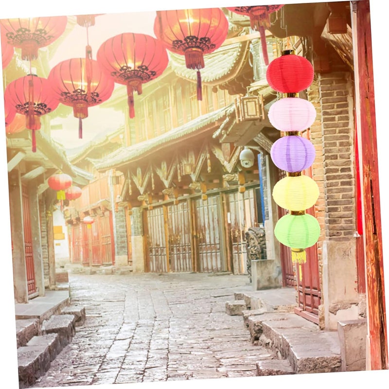 klarako 4pcs Collapsible Traditional Festival for Lantern Lanterns Style Hanging of Ornaments Silk Garden Decorations Festive New Ornament Supplies Party Colorful Rabbit Spring Foldable - Image 5