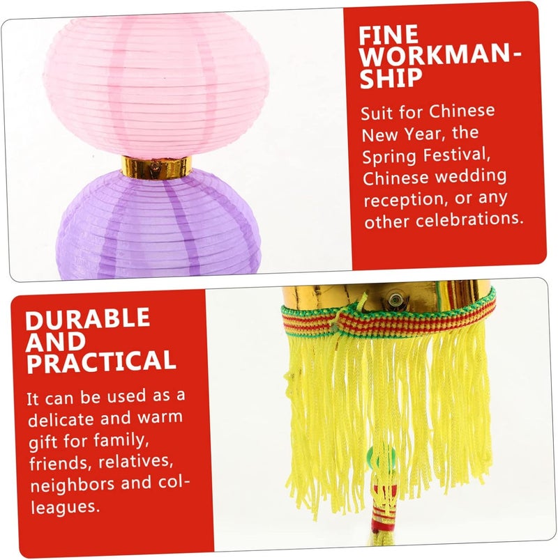 klarako 4pcs Collapsible Traditional Festival for Lantern Lanterns Style Hanging of Ornaments Silk Garden Decorations Festive New Ornament Supplies Party Colorful Rabbit Spring Foldable - Image 3